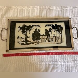 Vintage courtship silhouette silver tray
